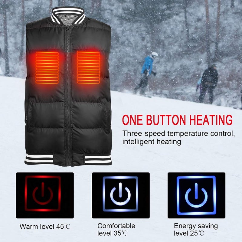 woobles Electric Heating Vest, USB Down Cotton Vest, Heated Vest, Thermal Cloth Temperature Control Heated Waistcoat for Winter (M) - Image 2